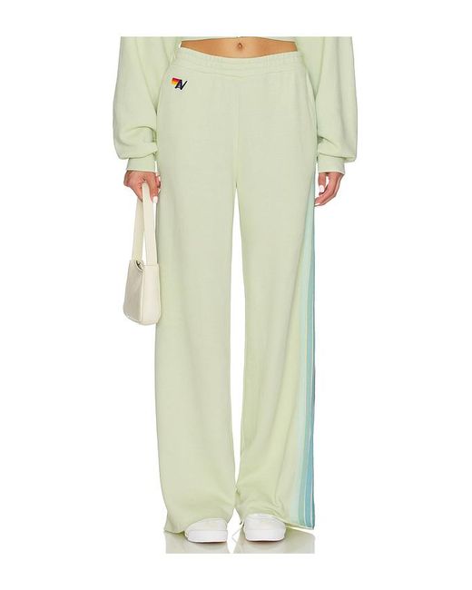 Aviator Nation Green 5 Stripe Wide Leg Pocket Sweatpant