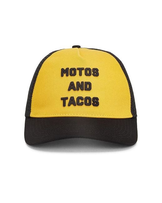 Iron & Resin Yellow Motos And Tacos Hat for men
