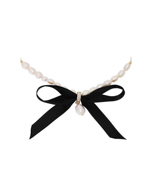 Ettika Black Velvet Bow Statement Pearl Choker