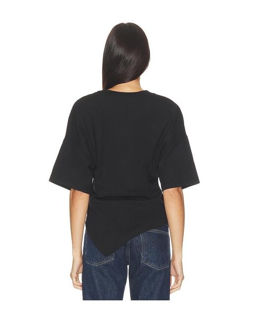 Enza Costa Black Supima Structured Jersey Assymetrical Tee