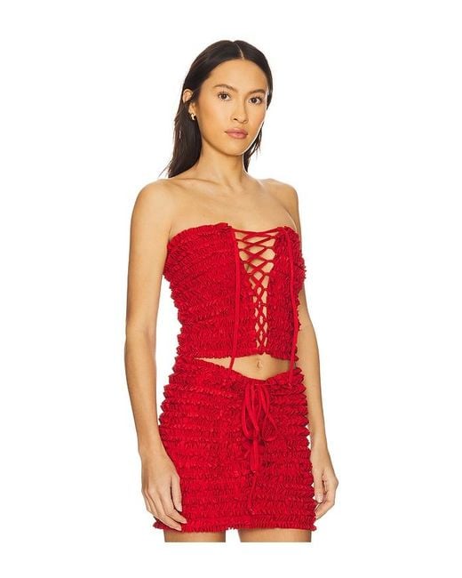 AMOR MIA Red Ruffled Top