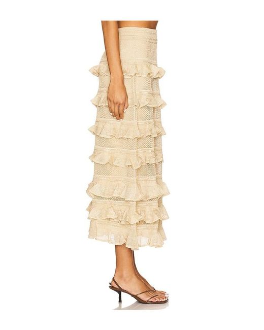 Zimmermann Natural Lace Frill Midi Skirt
