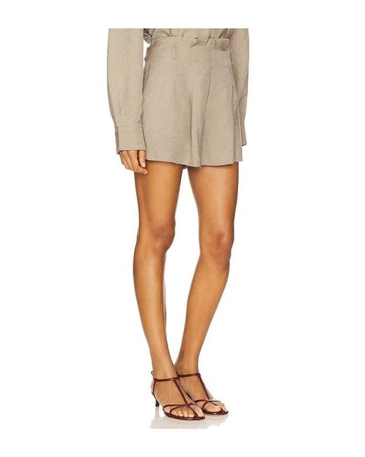 St. Agni White Melange Paperbag Waist Shorts