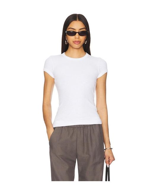 Enza Costa White Cap Sleeve Crew Tee