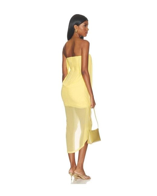 superdown Yellow Ellis Strapless Midi Dress