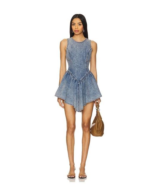 Fleur du Mal Blue Fit And Flare Minikleid