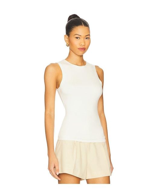 ÉTERNE Natural Sleeveless Crewneck Soft Jersey Top
