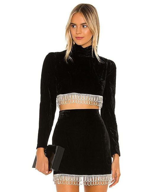 Camila Coelho Black Aliah Cropped Top