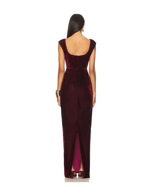 SAU LEE Red Brooke Velvet Gown
