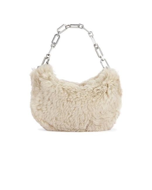 AllSaints White Madea Mini Shearling Bag
