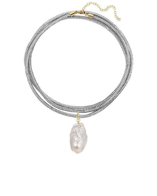 Lili Claspe Metallic Raya Pearl Wrap Necklace