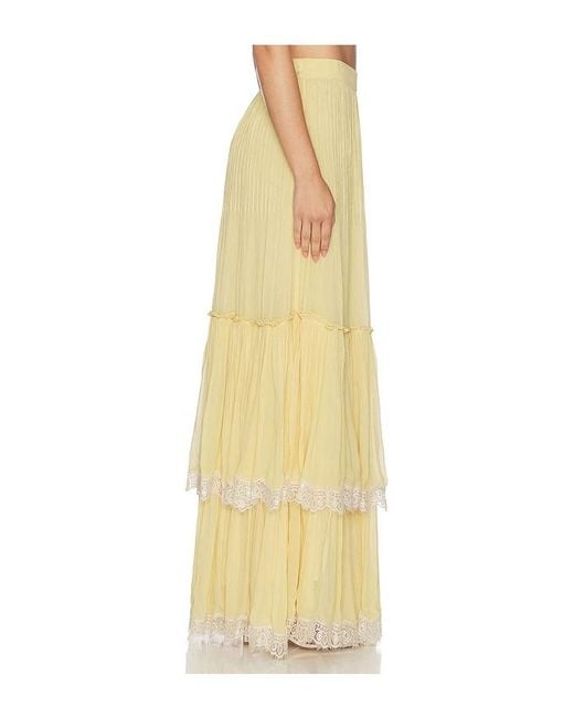 Hemant & Nandita Yellow Pintuck Maxi Skirt