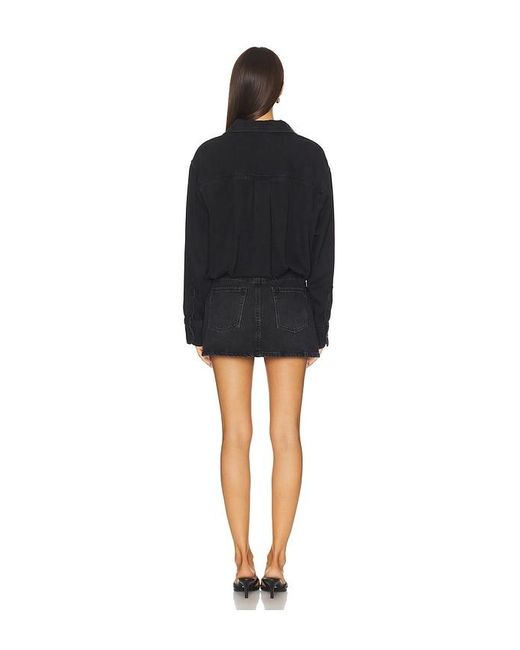 GOOD AMERICAN Black Denim Shirt Dress