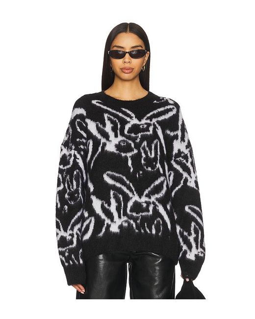MSGM Black Sketched Bunnies Sweater