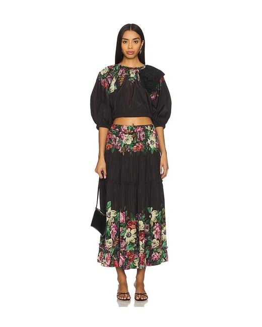 Sea Black Viktoria Print Bubble Cropped Top