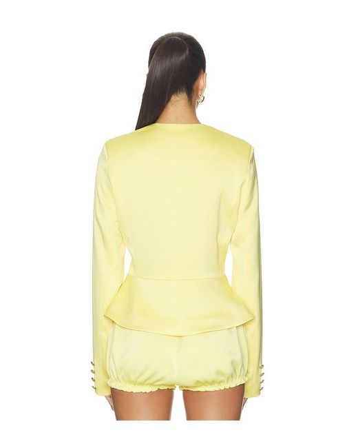 Milkwhite Yellow Satin Button Up Blazer