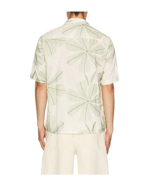 Corridor NYC Natural Linen Applique Short Sleeve Shirt for men