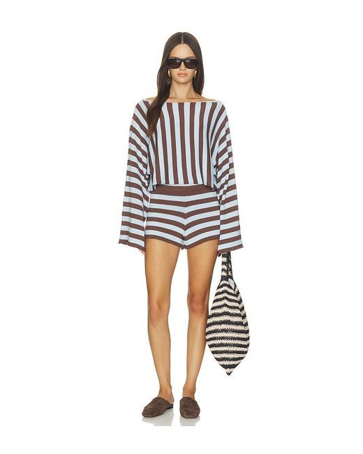 SRG Blue Izabelle Striped Knit Short
