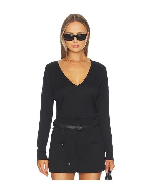 RENGGLI Black Silk Cashmere V Neck Sweater
