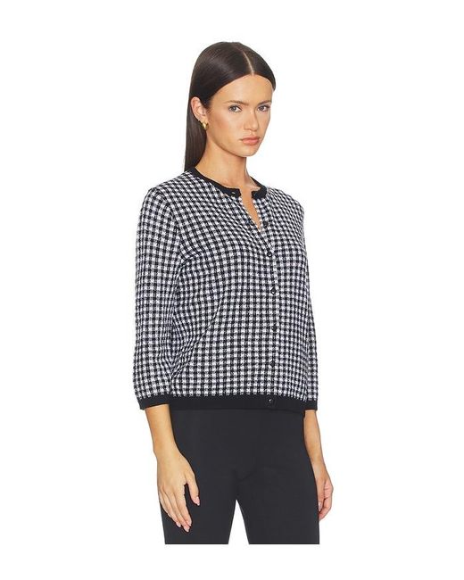 Vince Blue Gingham 3/4 Sleeve Cardi