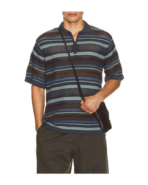 Thisisneverthat Black Striped Knit Polo for men