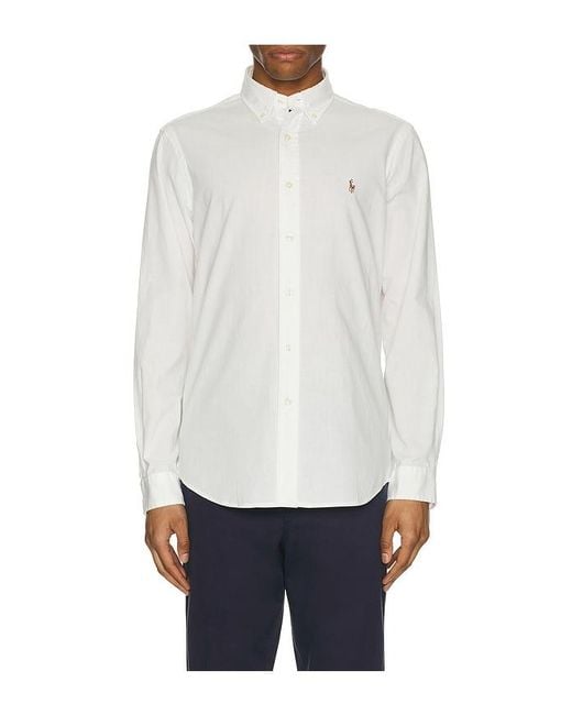 Polo Ralph Lauren White Long Sleeve Chambray Shirt for men