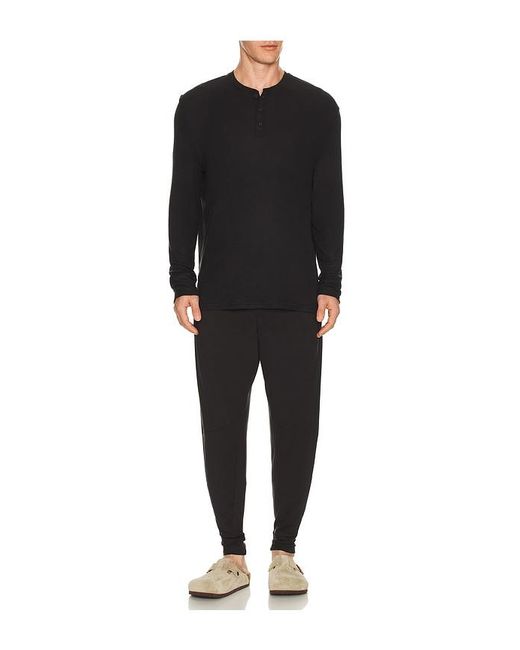 Tommy John Black Tri Blend Lounge Henley for men