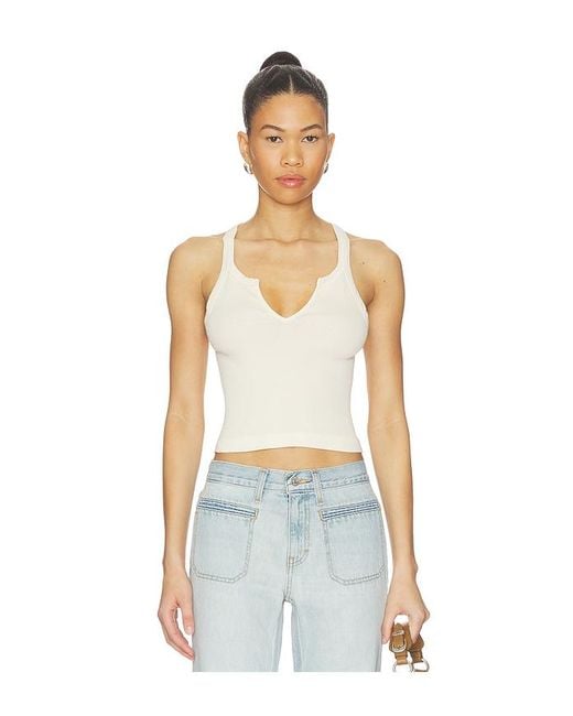 Re/done White V Cut Ribbed Tank Top