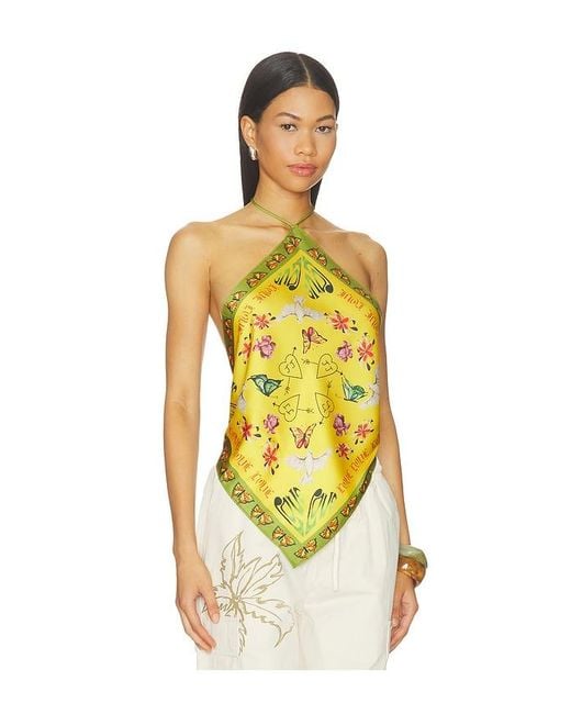 Juliet Johnstone Yellow Bandana Halter Top