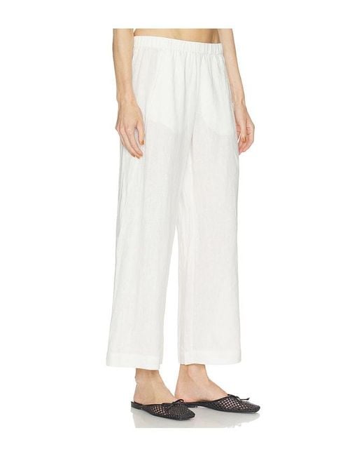Velvet By Graham & Spencer White Lola Woven Linen Pant