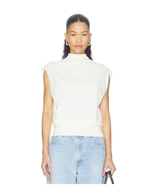 Jonathan Simkhai White Juli Draped Cape Top