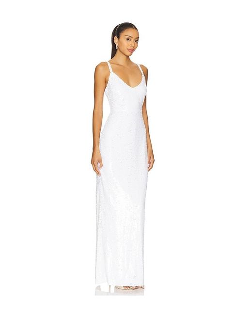 L'Agence Karma Sequin Maxi Dress in White | Lyst