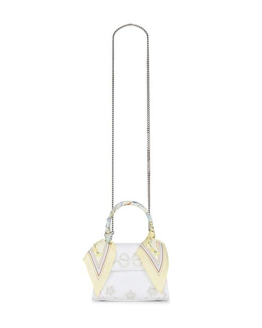 Self-Portrait White Cream Linen Floral Mini Bag