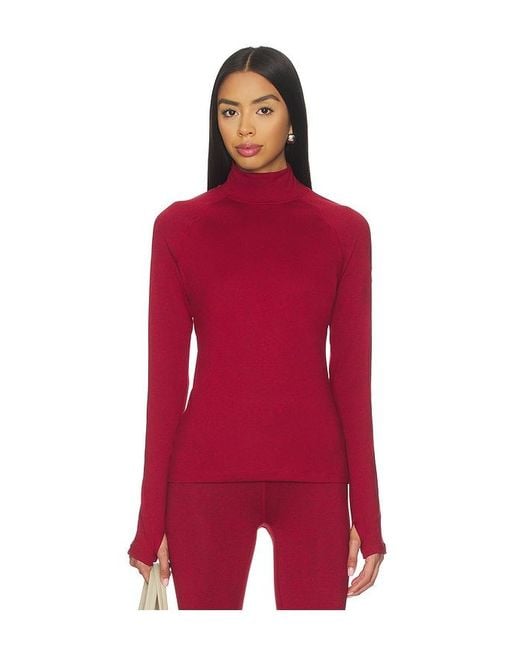 Varley Red Always Warm Mock Neck Baselayer Top