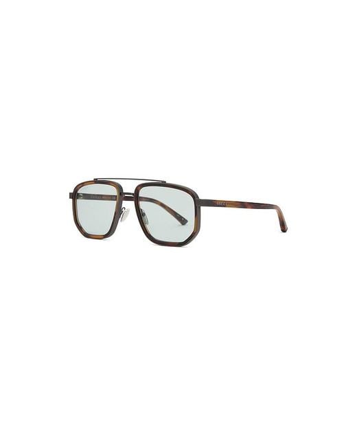 Gucci Brown Noble Tip Rectangular Sunglasses for men