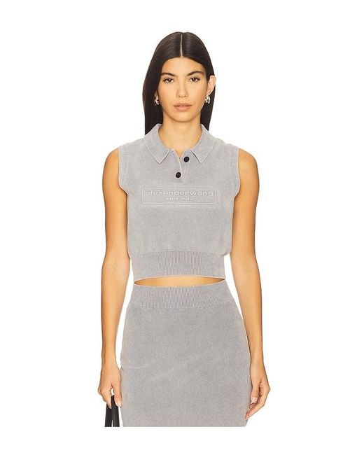 Polo Collar Vest With Embossed Logo En Color Gris Talla (También En M, S, Xs) Alexander Wang de color White