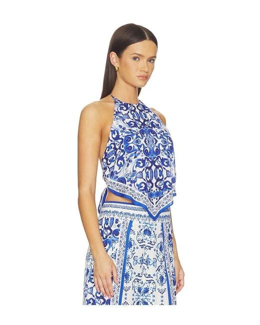 Alice + Olivia Blue Frenchie Handkerchief Halter Top