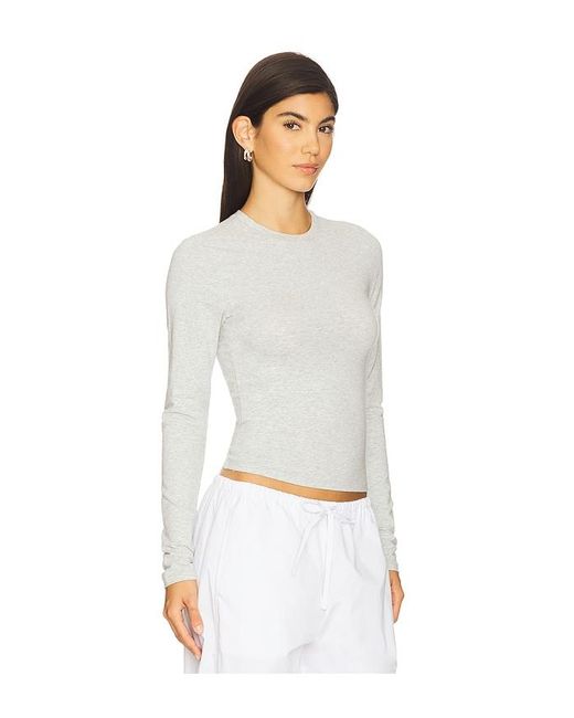 Skims White Cotton Jersey Long Sleeve T-Shirt