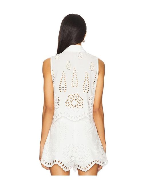 TOP À ŒILLETS en White Hevron