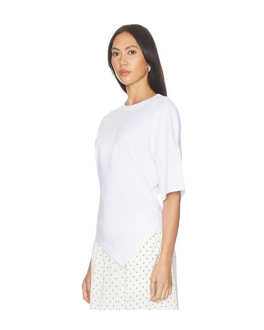 Enza Costa White Supima Structured Jersey Assymetrical Tee