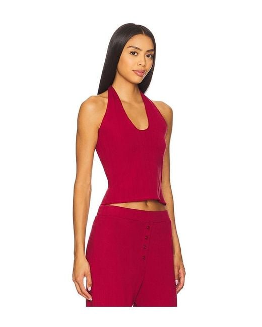 VIR VITA Red Pointelle Halter Top