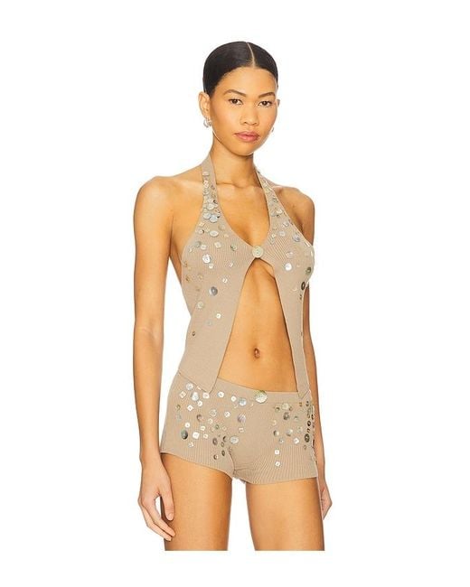 Jaded London Orange Button Knit Halter Top