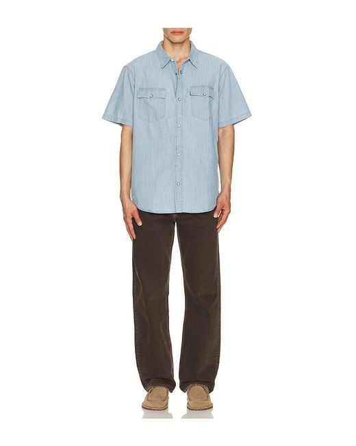 Levi's Blue Short Sleeve Relaxed Fit Western Shirt for men