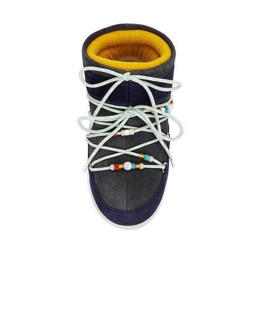 Moon Boot Blue Boot Low Suede Beads