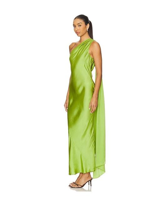 Alejandra Alonso Rojas Green For Fwrd One Shoulder Dress With Cape