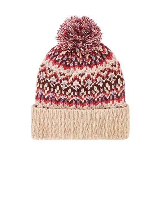 Free People Blue First Frost Fairisle Pom Beanie