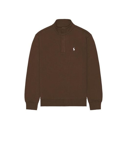 Polo Ralph Lauren Brown Long Sleeve Double Knit Tech Snap Mocknock Pullover for men