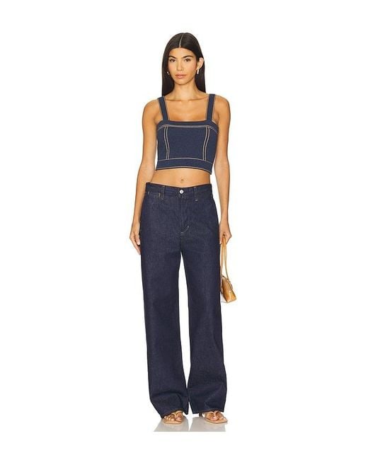 Autumn Cashmere Blue Crop-Tanktop Mit Stickereien