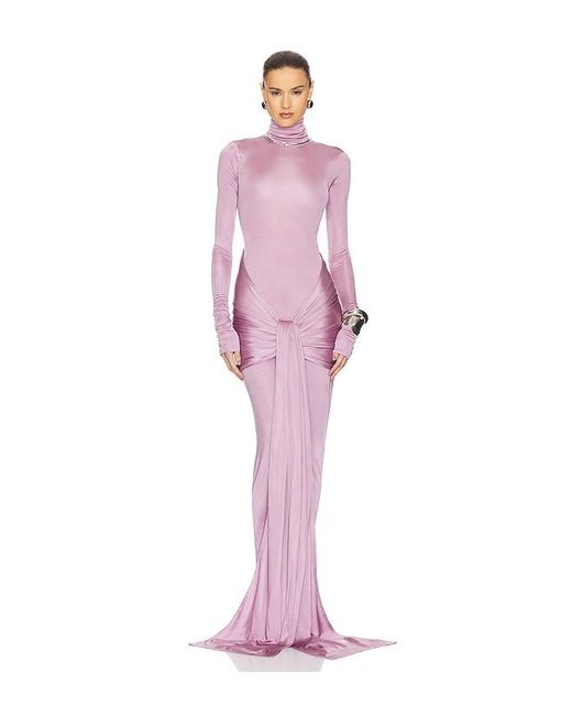 Helsa Slinky Jersey Sarong Maxi Dress in Pink
