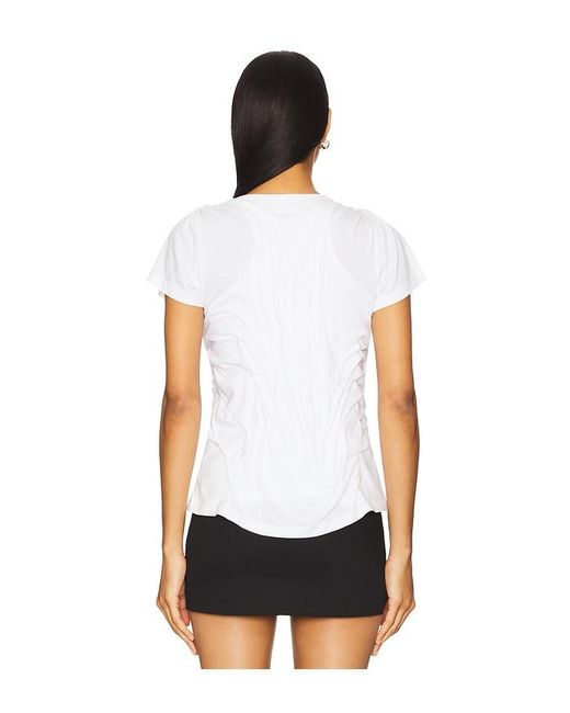 DI PETSA White Wetlook Draped T-Shirt